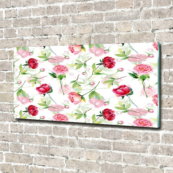 Tableau imprimé sur verre Pivoines roses