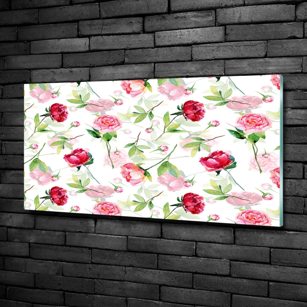 Tableau imprimé sur verre Pivoines roses