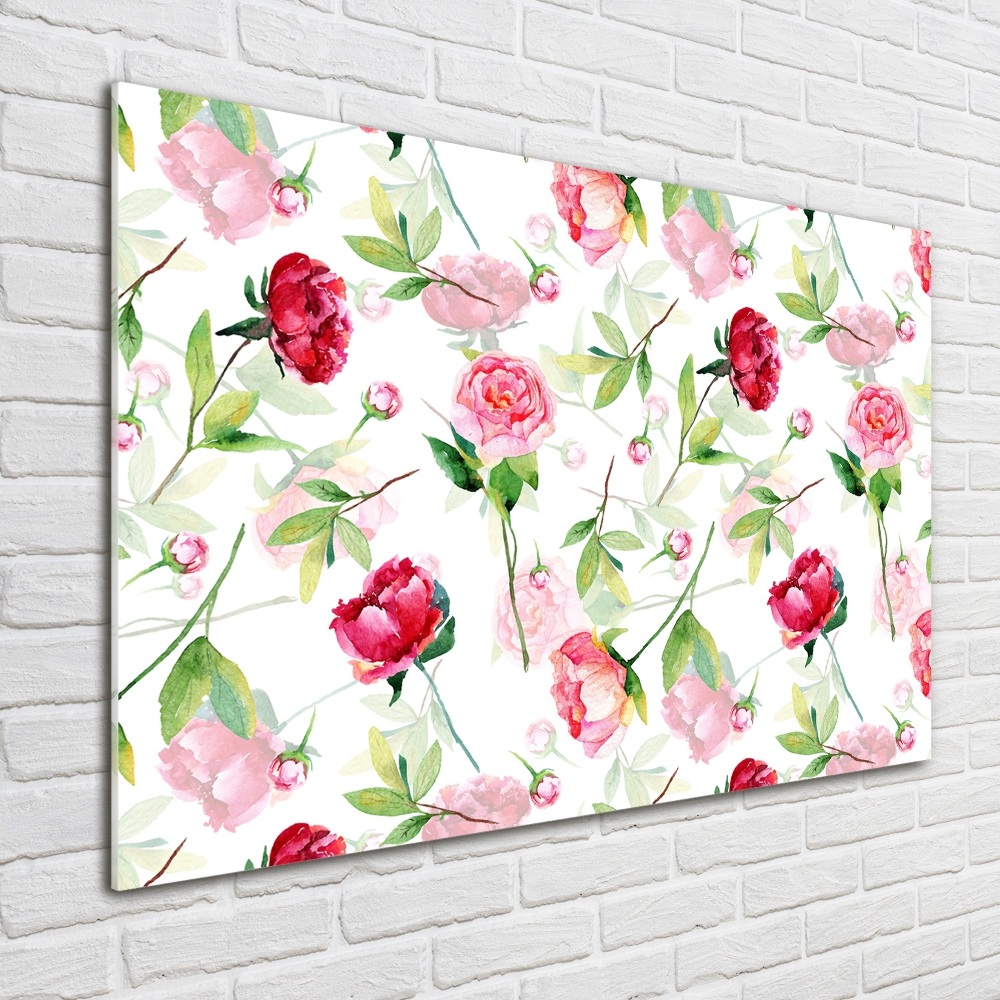 Tableau imprimé sur verre Pivoines roses