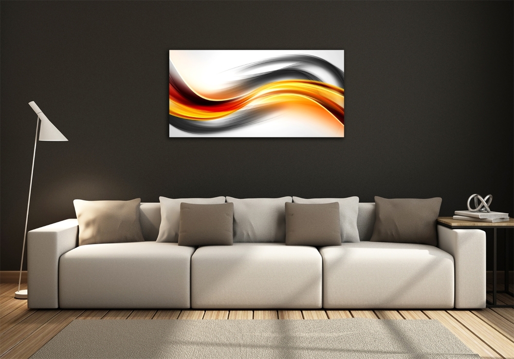 Tableau en verre Abstraction vagues orange