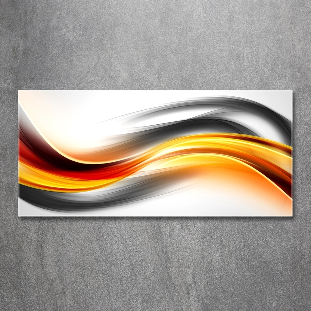 Tableau en verre Abstraction vagues orange