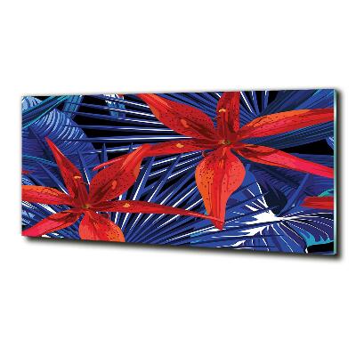 Tableau photo sur verre Fleurs exotiques