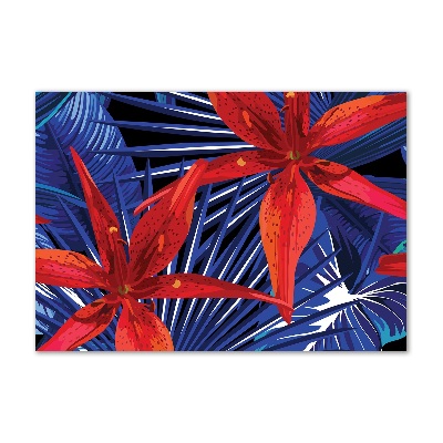 Tableau photo sur verre Fleurs exotiques