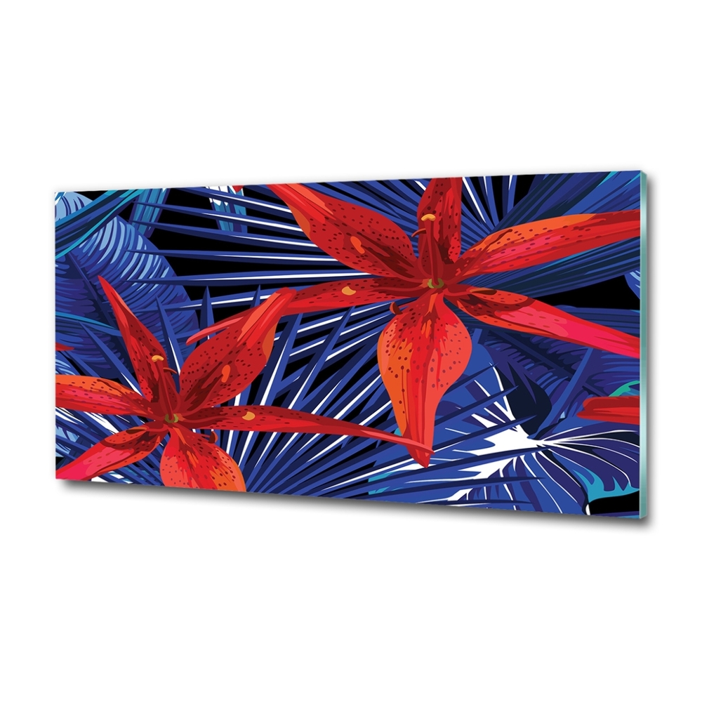 Tableau photo sur verre Fleurs exotiques