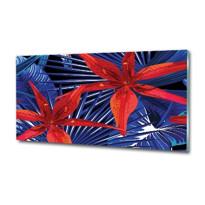 Tableau photo sur verre Fleurs exotiques