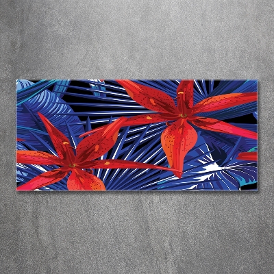 Tableau photo sur verre Fleurs exotiques