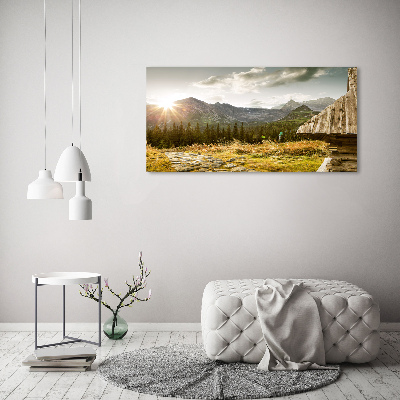 Tableau en verre Maison dans les montagnes