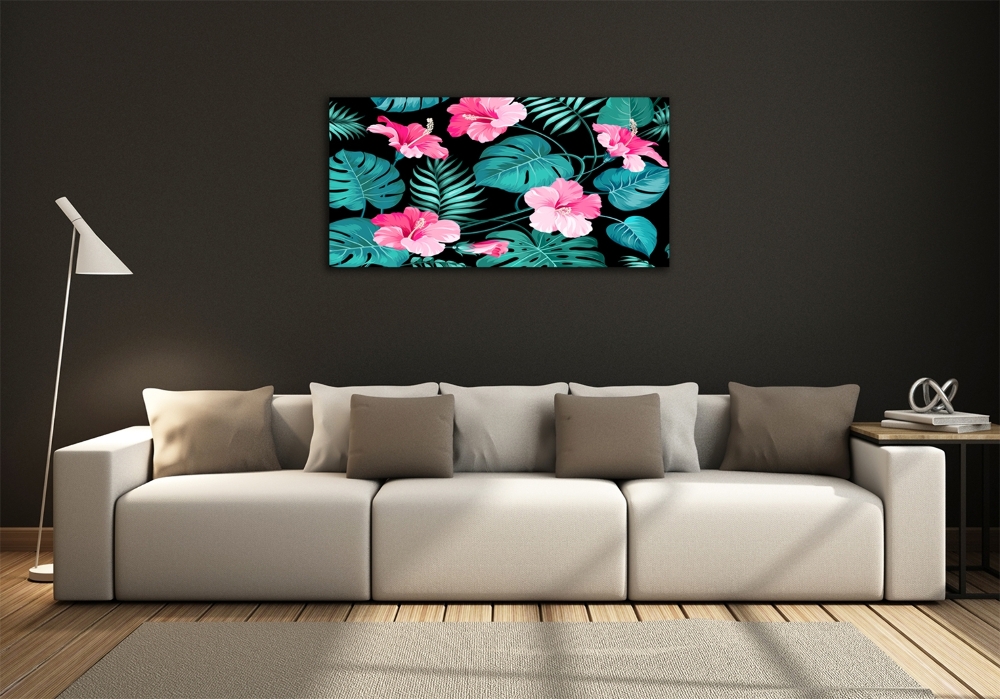 Tableau en verre Fleurs exotiques