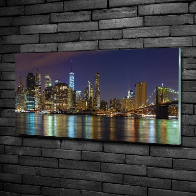 Tableau imprimé sur verre Manhattan de nuit