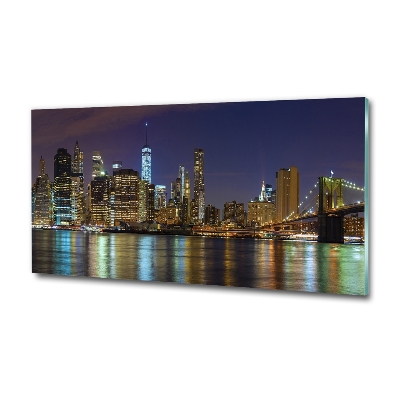 Tableau imprimé sur verre Manhattan de nuit