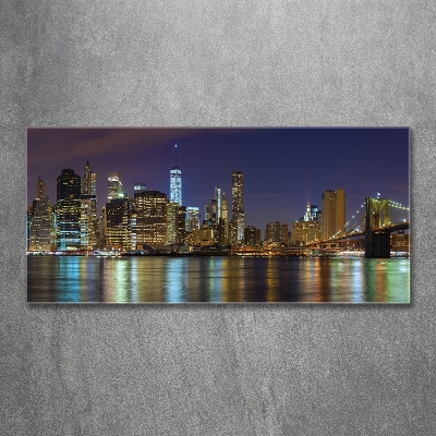 Tableau imprimé sur verre Manhattan de nuit