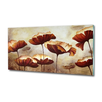 Tableau imprimé sur verre Coquelicots rouges