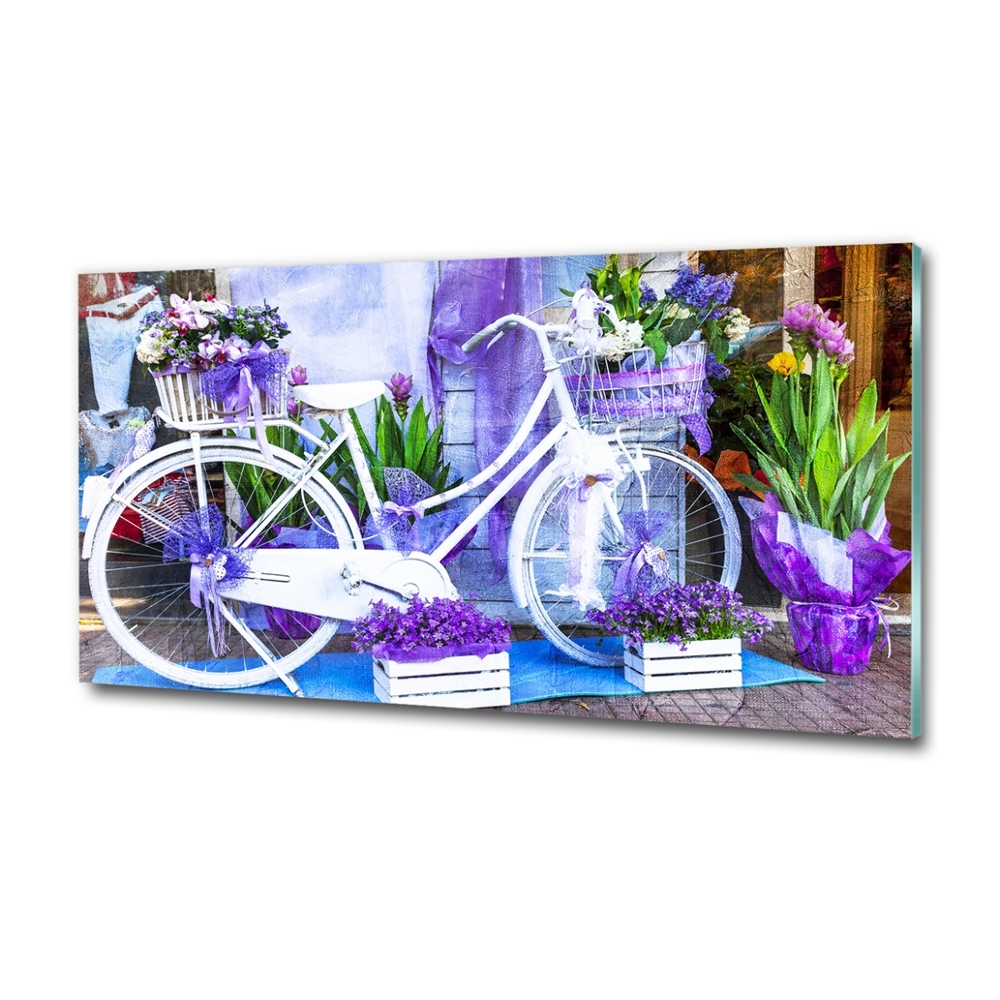 Tableau sur verre Bicyclette blanche