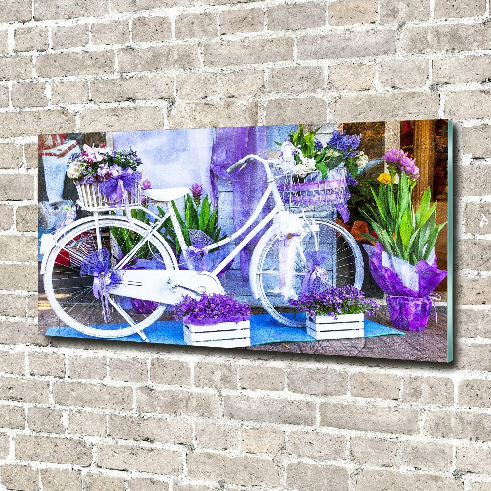 Tableau sur verre Bicyclette blanche