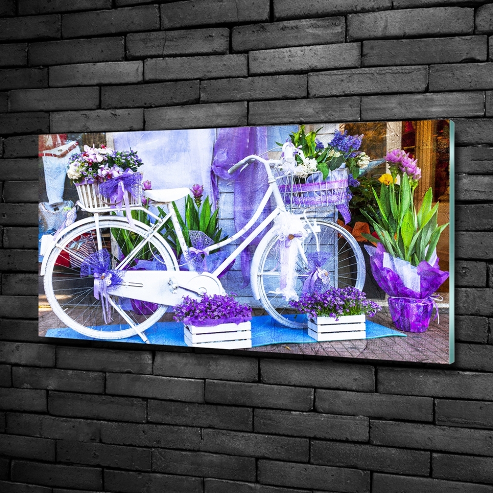 Tableau sur verre Bicyclette blanche