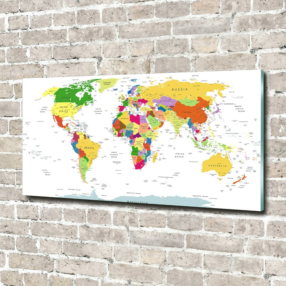 Tableau imprimé sur verre Carte du monde