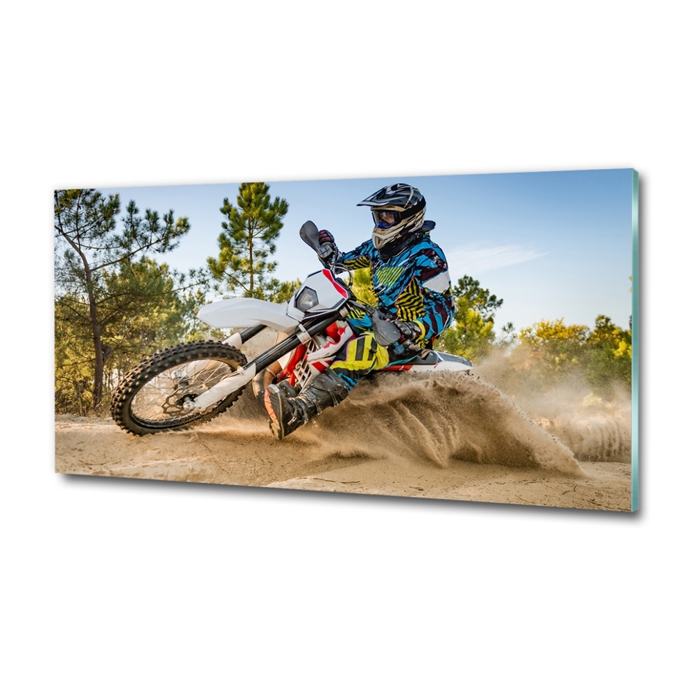 Tableau en verre Motocross