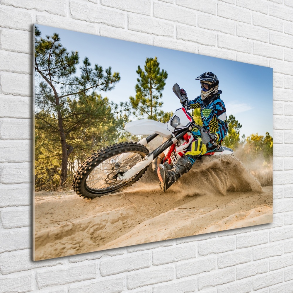 Tableau en verre Motocross