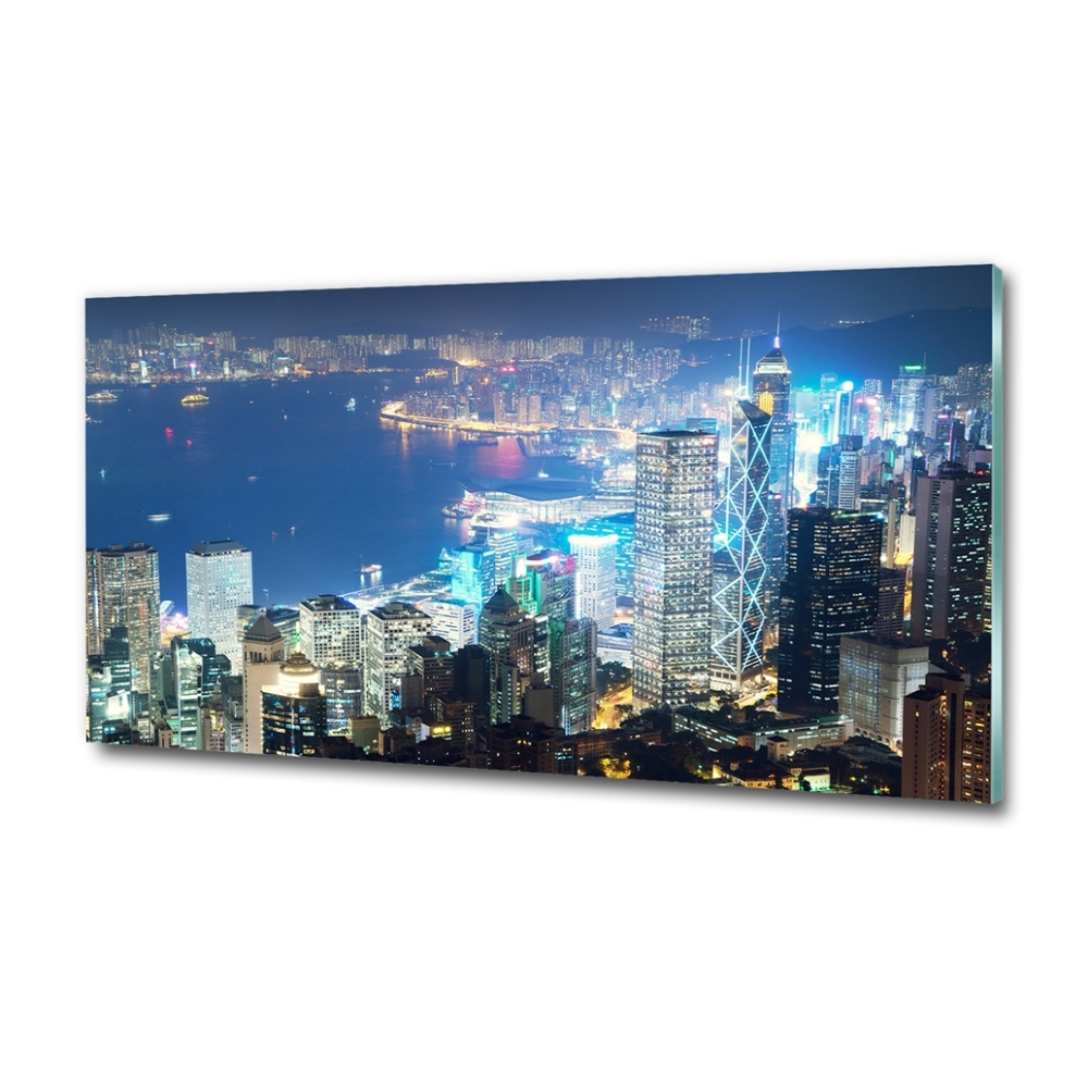 Tableau verre imprimé Hong Kong la nuit