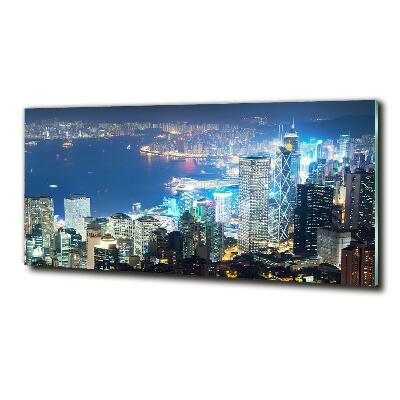 Tableau verre imprimé Hong Kong la nuit