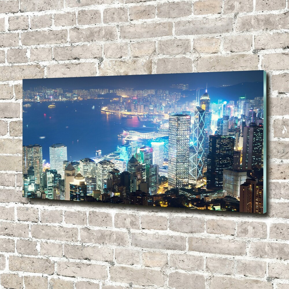 Tableau verre imprimé Hong Kong la nuit