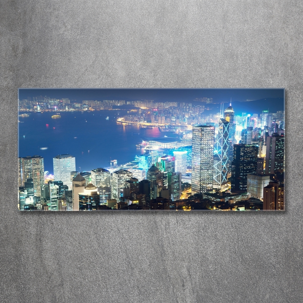 Tableau verre imprimé Hong Kong la nuit