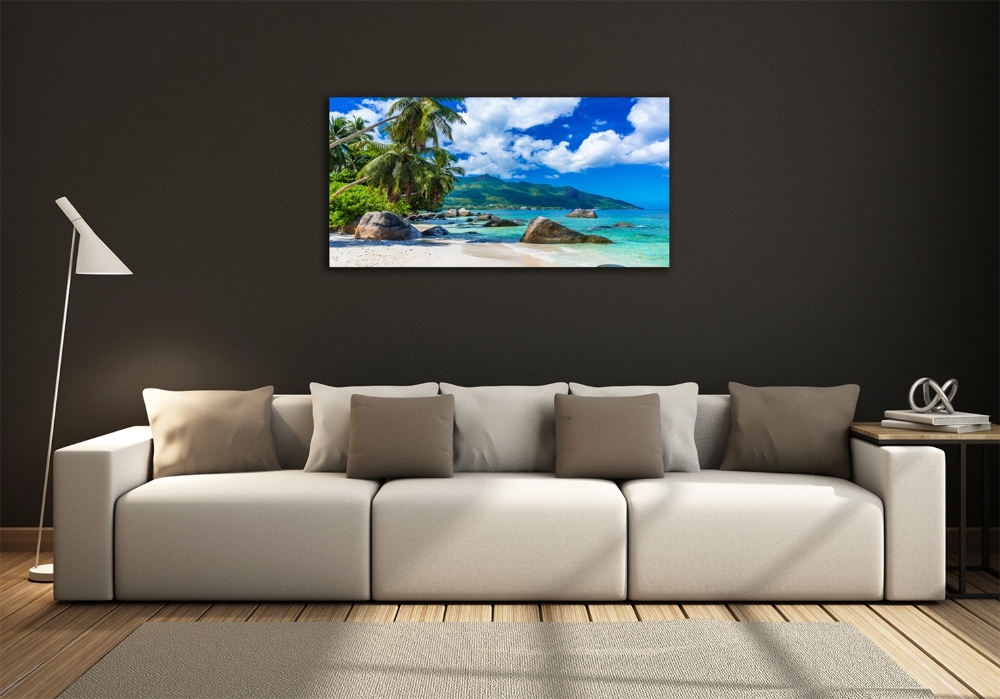 Tableau en verre Plage des Seychelles