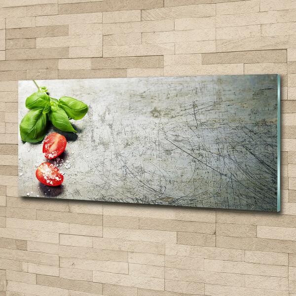 Tableau en verre Tomates et basilic