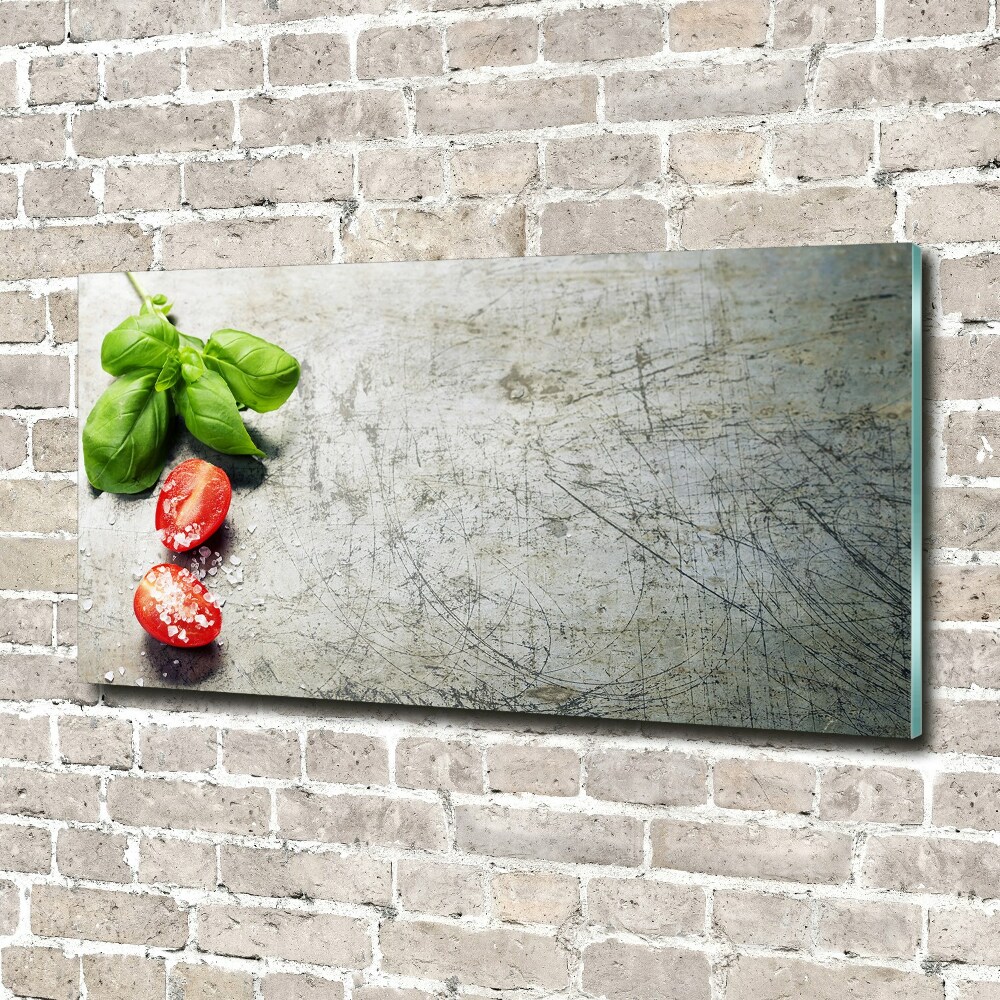 Tableau en verre Tomates et basilic