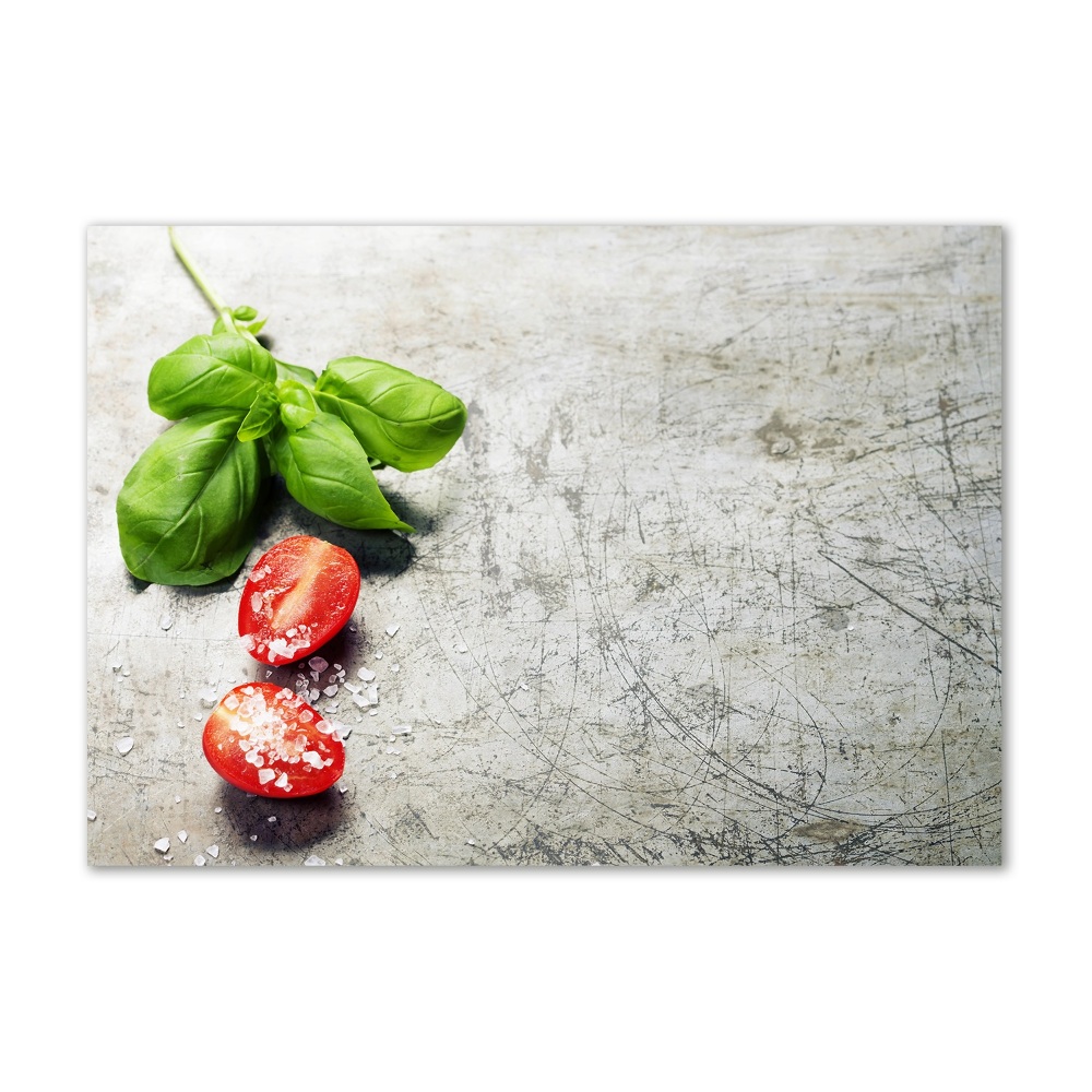 Tableau en verre Tomates et basilic