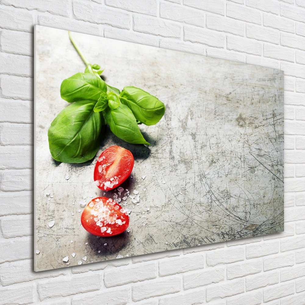 Tableau en verre Tomates et basilic