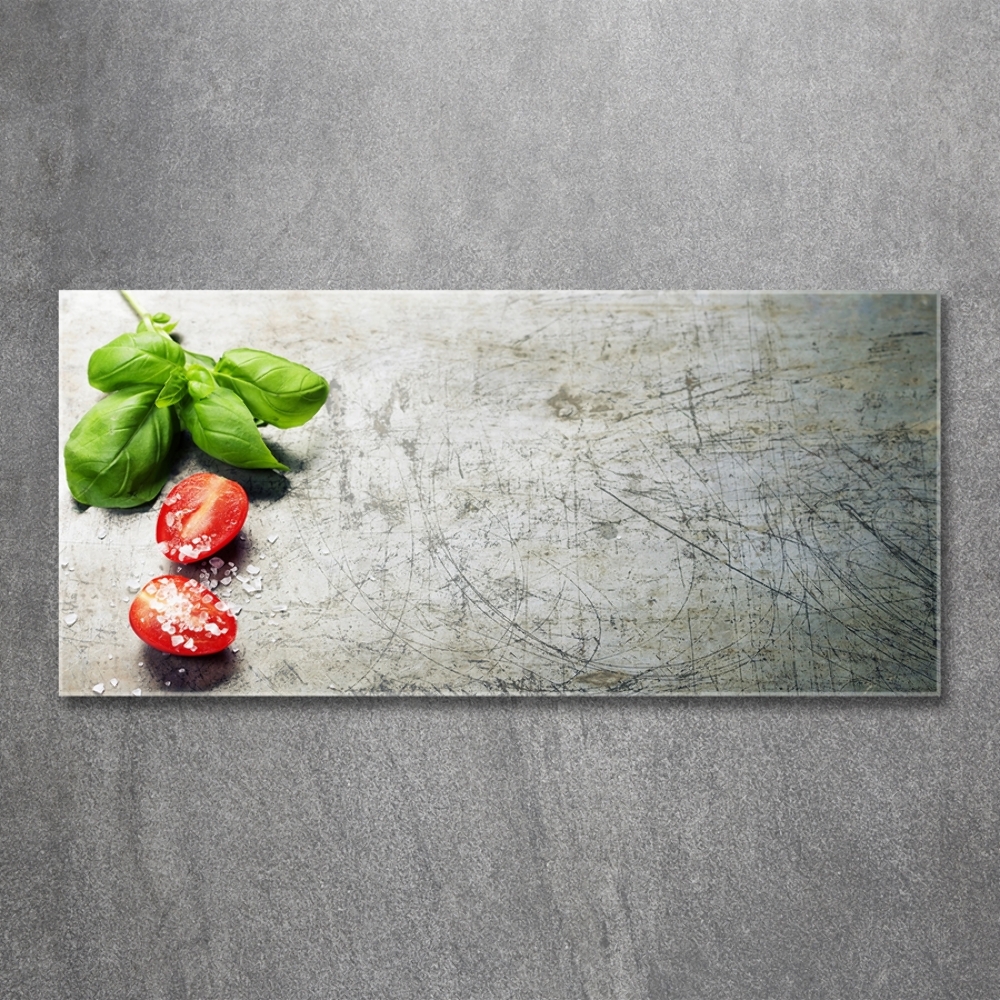 Tableau en verre Tomates et basilic