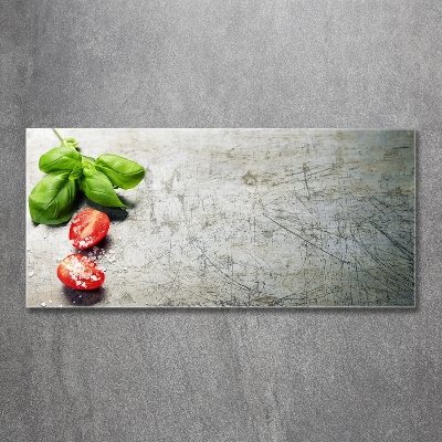 Tableau en verre Tomates et basilic