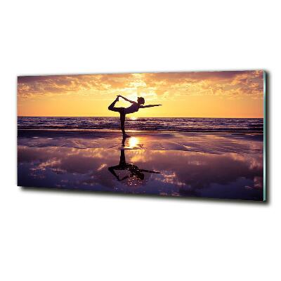 Tableau sur verre Yoga sur la plage