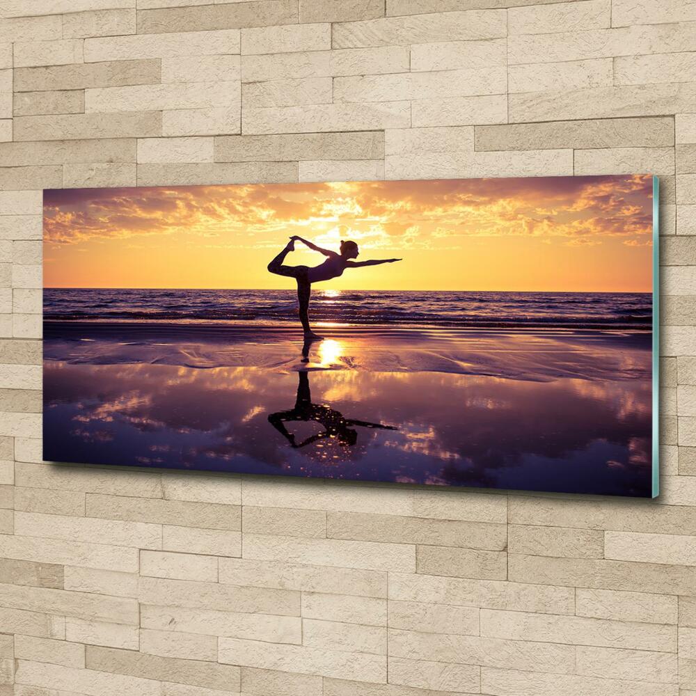 Tableau sur verre Yoga sur la plage