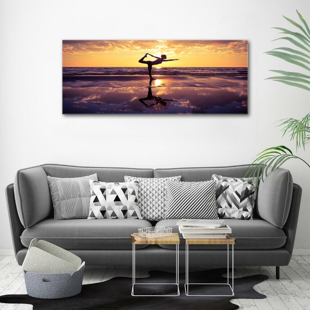 Tableau sur verre Yoga sur la plage