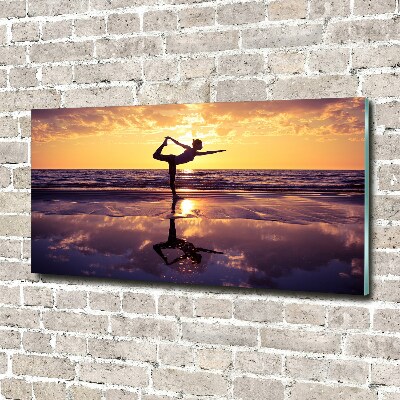 Tableau sur verre Yoga sur la plage