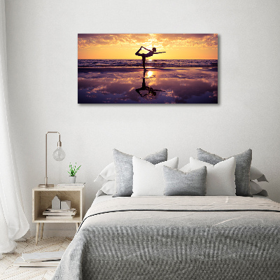 Tableau sur verre Yoga sur la plage