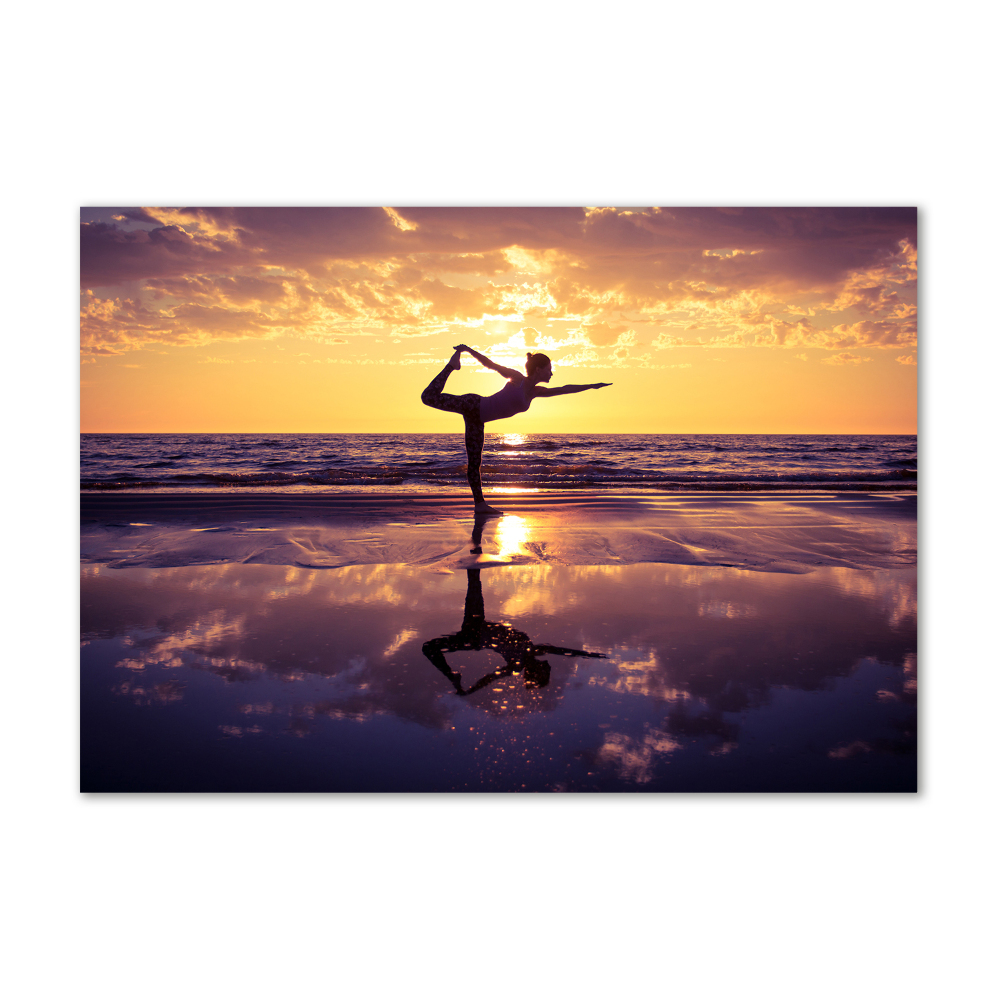 Tableau sur verre Yoga sur la plage