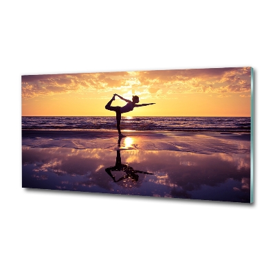 Tableau sur verre Yoga sur la plage