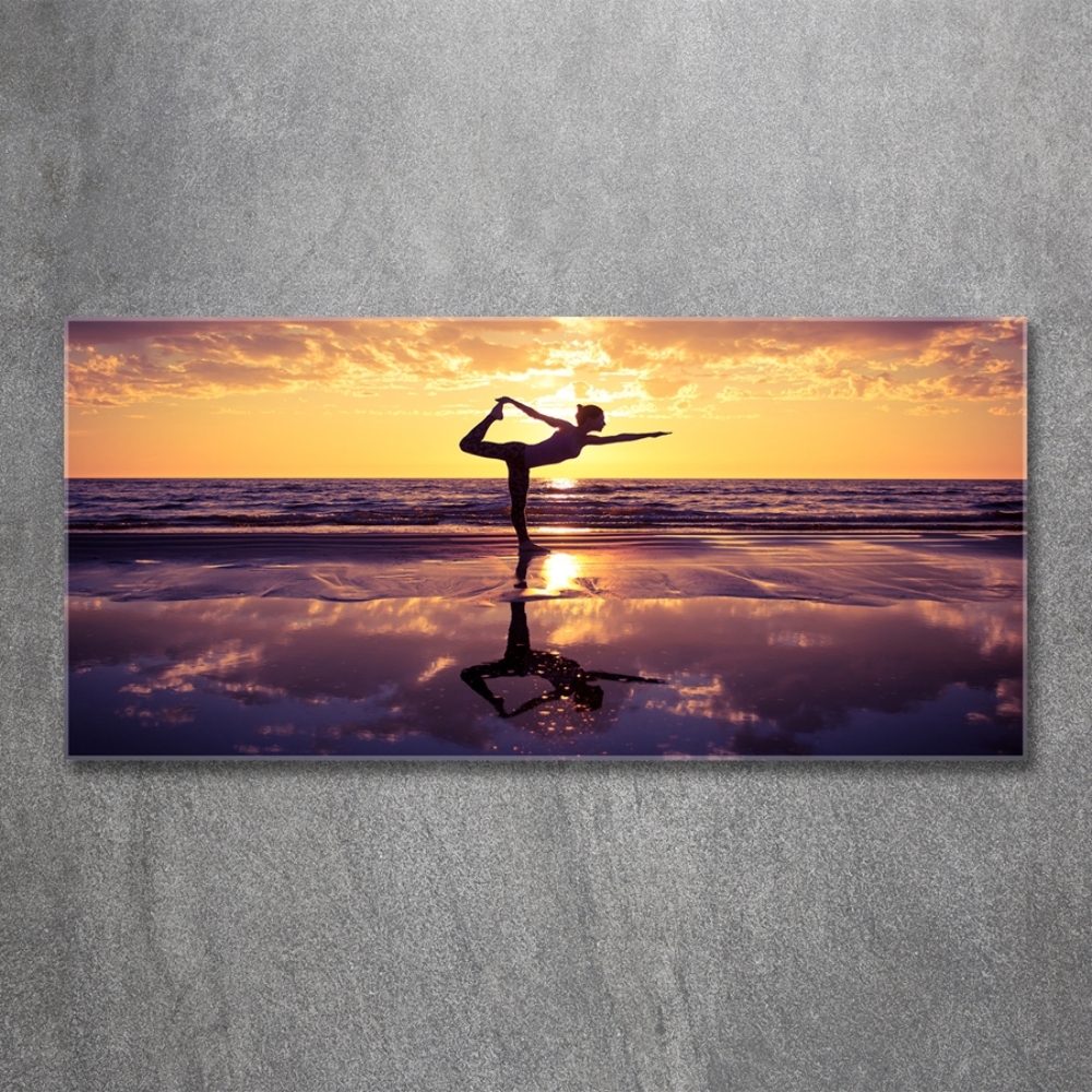 Tableau sur verre Yoga sur la plage