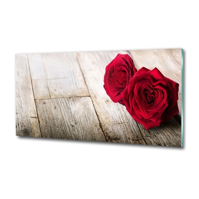 Tableau en verre Roses sur bois