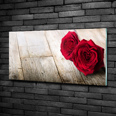 Tableau en verre Roses sur bois