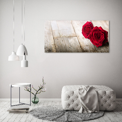 Tableau en verre Roses sur bois