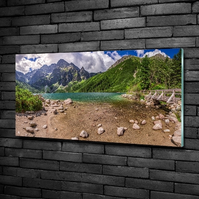 Tableau verre imprimé Lac en montagne