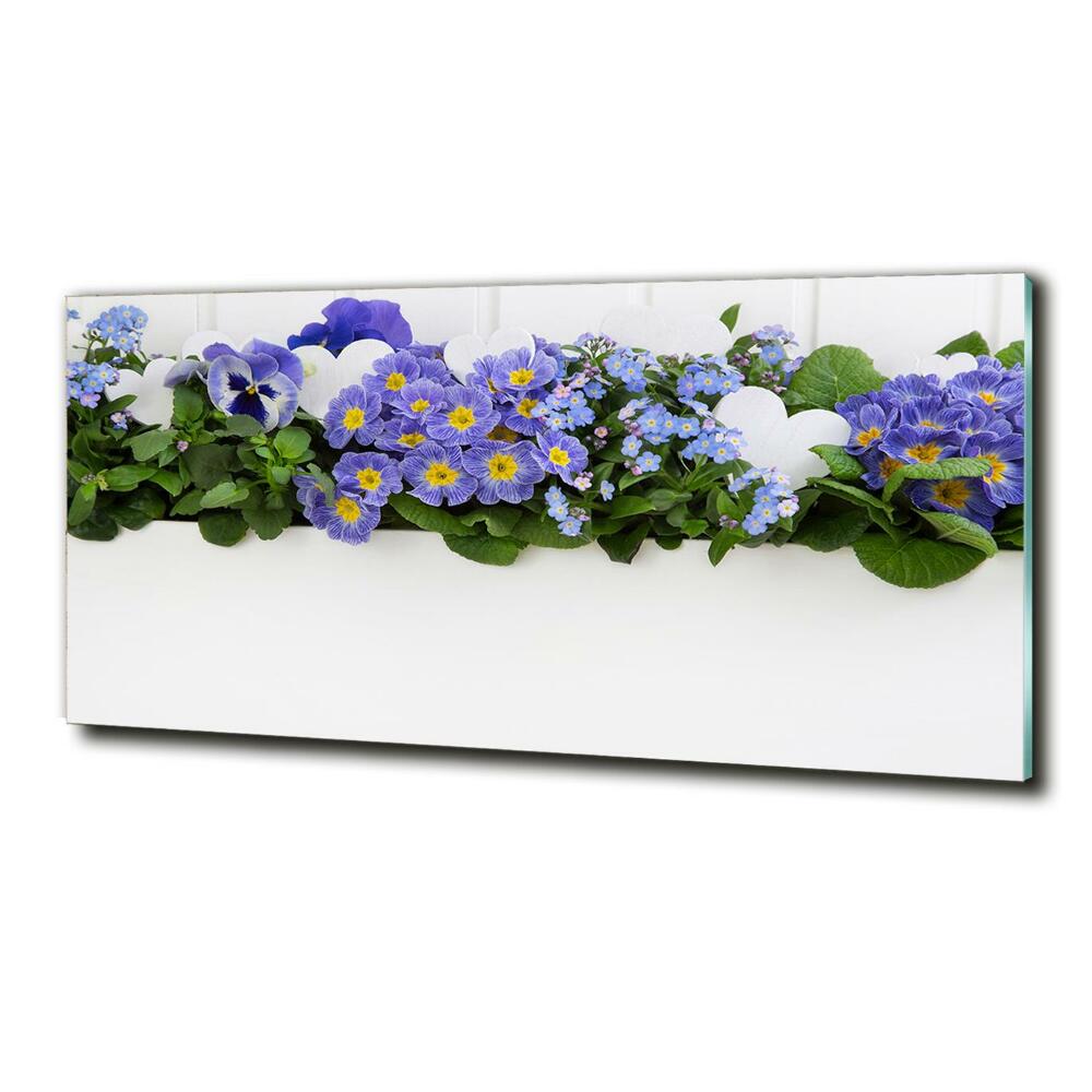 Tableau sur verre Fleurs bleues