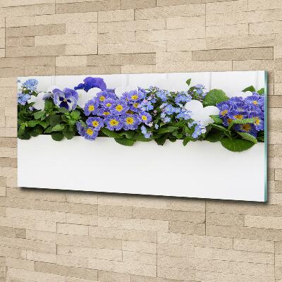 Tableau sur verre Fleurs bleues