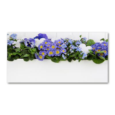 Tableau sur verre Fleurs bleues