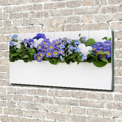 Tableau sur verre Fleurs bleues