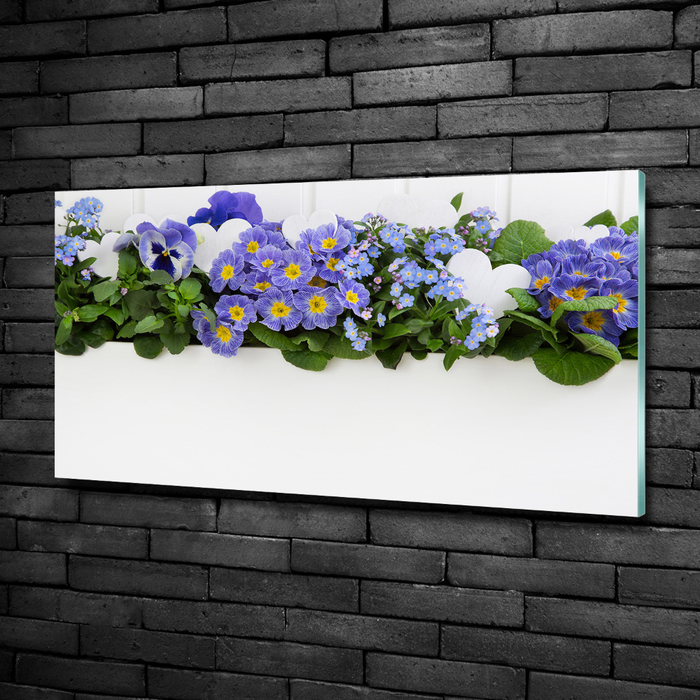 Tableau sur verre Fleurs bleues